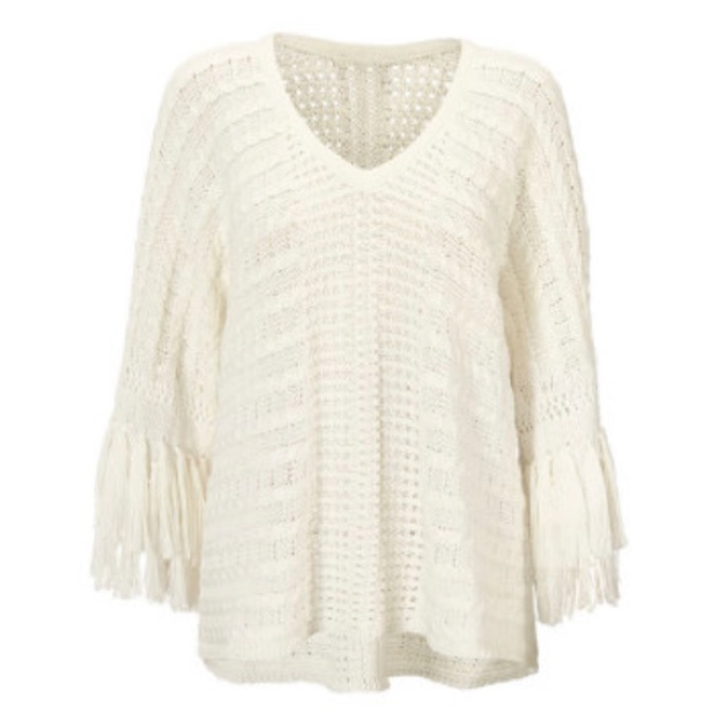Cabi Fiesta Poncho Sweater Cream M. Like New! Limited edition piece.